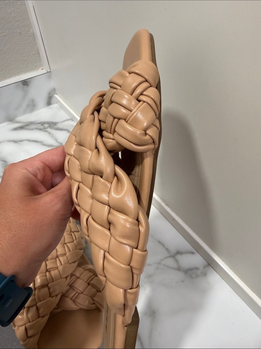 Bamboo Braided Slide Sandals Nude Tan Size 8 - Picture 6 of 8